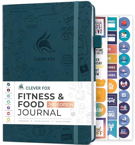 Clever Fox Fitness & Food Journal, Workout Planner, 14.5x21cm Dark Teal