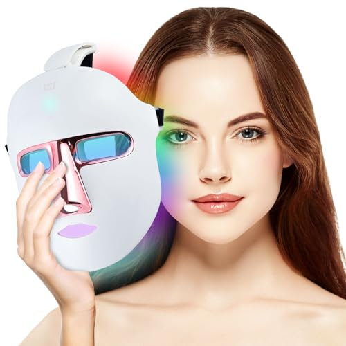 Foreverlily 7 Colors LED face Light Mask, Cordless Beauty Led Facial Device with 270Pcs Beads, Rechargeable Led Light Mask, Anti-Aging, Fine Lines