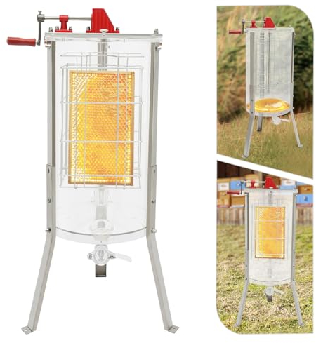 Honigschleuder, Manueller Honig Extraktor aus Acryl, Transparenter 2-Rahmen Waben Schleuder, mit Manueller Kurbel, 38*65cm (T*H), Bienenzüchter Zubehör