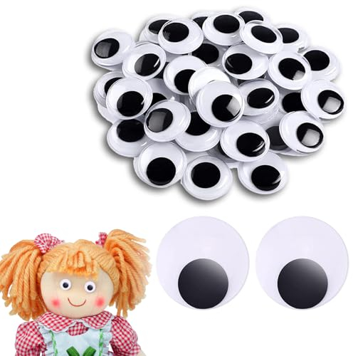 SOONPAM Selbstklebende Wackelaugen 100 Stück 12mm Runde Schwarz Weiß Mobile Augen Kunststoff Bastelaugen Puppenaugen Kulleraugen Selbstklebend Aufkleber