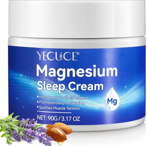 Magnesium Creme zum Schlafen, Magnesium Creme Lotion zur Beruhigung bei Beinkrämpfen, Beruhigungscreme mit Original Zechstein Magnesium, Mandelöl & Vitamin E, Magnesium Salbe zum Schmerzberuhigung