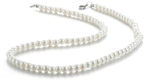 AFSTALR Perlenkette Damen Herren, 6mm Perlen Kette Weiße Perlen Halsketten Perlenkette Schmuck Geschenke für Männer Länge 20 Zoll