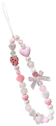 TSUOUKL 1pc Cordón para teléfono móvil, rosa antipérdida para teléfono móvil colgante cadena, colgante para teléfono móvil, correa de muñeca correa de muñeca con cuentas de cadena de cordón