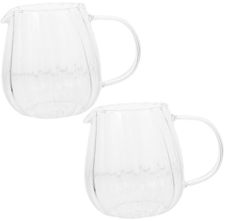 Cabilock 2pezzi Distributore Di Tè in Vetro Contenitore Per Bevande Portatile Brocca Per Panna in Vetro Tazza Per Succhi Di Frutta Per Feste Lattiera Resistente Al Calore Squisita Tazza Per