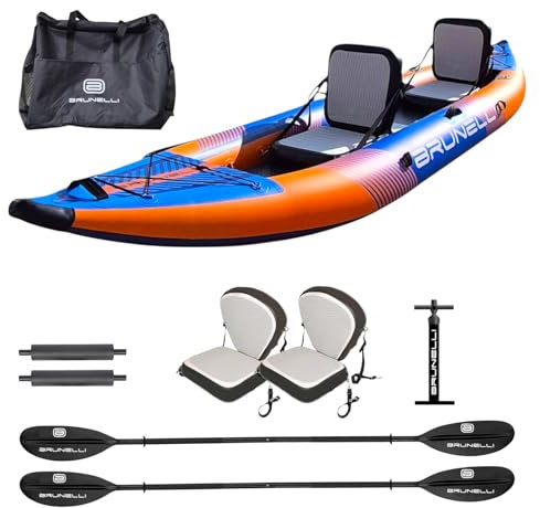 Brunelli 2 Personen Kajak aufblasbar Komplettset Drop-Stitch Kanu Kayak Tour Paddelboot