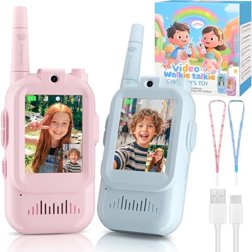 HD Video Walkie Talkies for Kids, Rechargeable Kids Walkie Talkies, Camera & Clear Fun Voice Effects & 1000ft Range, Kids Toys for Girl Boy Ages 3-12, Kids Gifts for Family Games Indoor & Outdoor Play