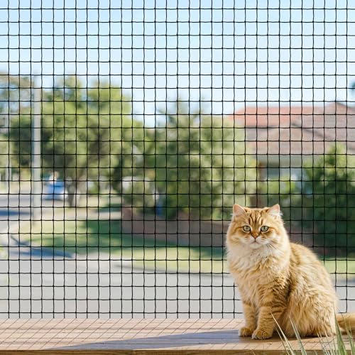 Red para Gatos Terraza 4×3 m,6×3m Reforzada con Cable de Acero, Sin Perforación, Antimordeduras, Resistente a Desgarros y Rayos UV, para Balcón, Ventana, Incluye Cuerda de Fijación y Clavos(6*3)