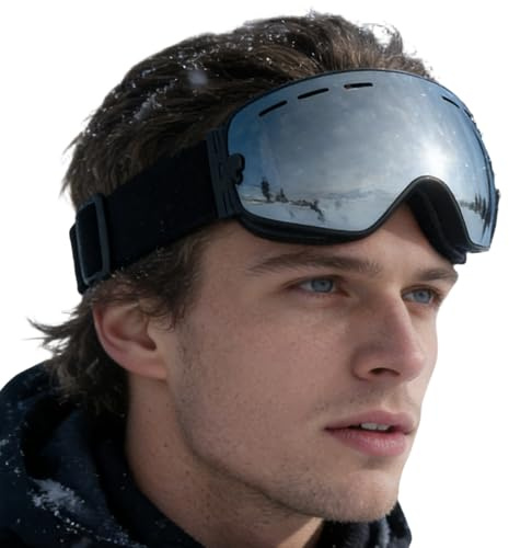 Dreuhuing Maschera da Snowboard - Protezione UV e Antiappannamento,Occhiali da Sci per Portatori di Occhiali - per Sport Invernali Outdoor Ciclismo Uomo Donna Adulti Ragazzo