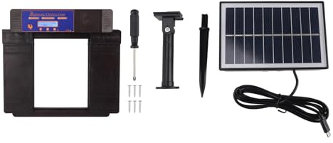Torvex Porta Automatica per Galline, Apriporta Elettrico per Pollaio ad Energia Solare con Timer e Display a LED, Porta Automatica a Doppia Porta per Galline (Marrone scuro)