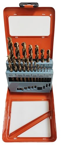 Juego de brocas helicoidales M35 19 piezas, 1-10 mm HSS Co según DIN 338 – Brocas para metal y acero inoxidable, adecuadas para acero inoxidable, acero, hierro fundido, aluminio – Estuche metálico
