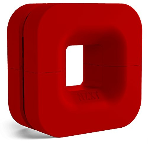 NZXT Puck - Gestión de cables y montura de auriculares- Tamaño compacto - Estructura de silicona - Potente imán para montaje en caja de ordenador - Rojo
