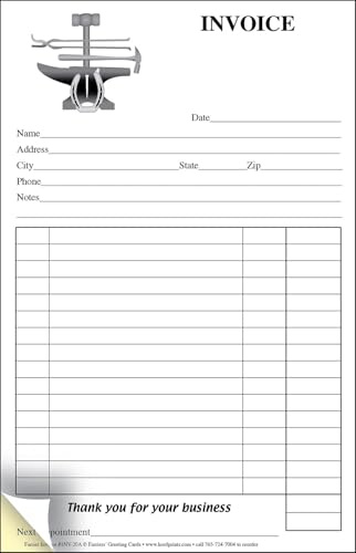 HoofPrints Farrier Tools of The Trade Two-Part Carbonless Invoice Pad - 50 Sets of White and Yellow Copies - 5.5 x 9 - Made in USA