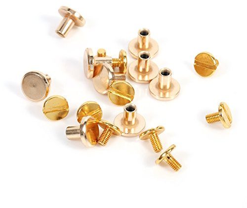 10 Sets Solid Brass Button Stud Screw Nail Screwback for Clothing Leather Rivet Belt Craft,Gold Color,5/6.5/8mm(8mm)