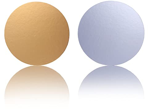 Miss Bakery's House® Cake Board - 2mm - Ø 15cm - Silber & Gold - 10 Stück doppelseitig - rund - Kuchenteller beschichtet - glänzend - beidseitig verwendbar