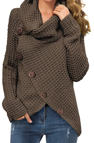 GRECERELLE Women's Chunky Knit Jumpers Winter Warm Sherpa Fleece Fuzzy Fluffy Tops Ladies Casual Crew Neck Tunic Sweaters Autumn Spring Warm Soft Pullover for Women UK