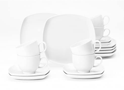 Seltmann Weiden Lido Servicio de Café 18 piezas Servicio de Mesa Cuadrado Porcelana Blanca