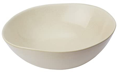 URBANARA Salatschüssel Capela – 8.5cm x 24cm, Eierschale, 100% Stein, Steingut – Tafelservice Tafelgeschirr Schüssel Camping Outdoor Essgeschirr Kombiservice Picknickgeschirr Ramen Bowl