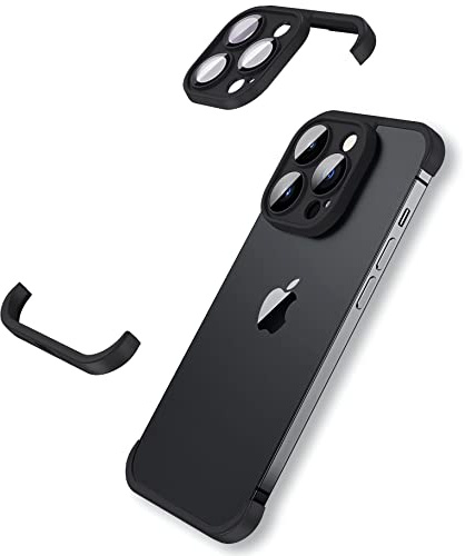 MIMGOAL für iPhone 14 Pro Hülle mit Kameraschutz - Bumper Case, Stoßdämpfende Schutzhülle im Schlanken Design Rahmenloses Dünn Slim Lightweight Cover für iPhone 14 Pro, Schwarz