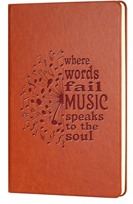 JOHSBYD Music Lover Gifts Leather Notebook for Women Men Music is the Voice of the Soul Journal Notebook Musician Gifts Music Major Gifts Music Teacher Gifts (where words)