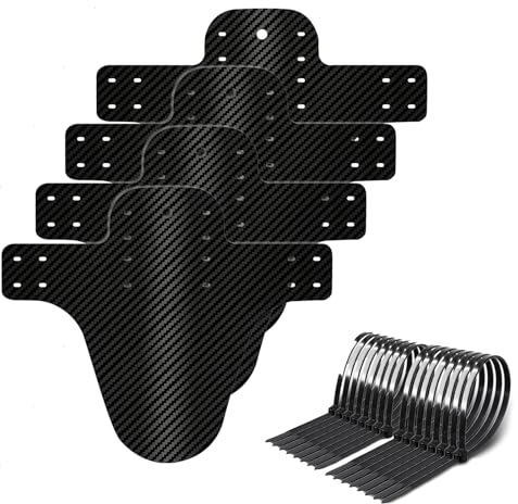 LHOEST 4 Stücke Schutzbleche Mountainbike, Kohlefaser Textur Fahrrad MTB Schutzblech mit 40 Krawatten, Spritzschutz Fahrrad Vorne Hinten Mudguard für 20/24/26/27.5/29 Inch Mountainbike