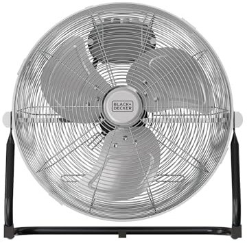 Black+Decker - Ventilador de Suelo 60W, 3 Velocidades, Diámetro 35cm, 3 Aspas en Metal, Inclinación Ajustable, Base Antideslizante, Asa de Transporte, Rejilla Extraíble, Organizador de Cables, Negro