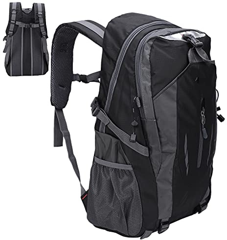 Cocoarm 40L Backpack Nylon Travel Backpack Climbing Backpack with Adjustable Shoulder Straps and Mesh Pockets, for Outdoor Sports Climbing Camping Hiking Orange (Black)