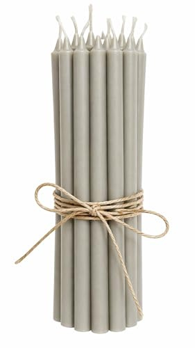 Paquete de 12 velas finas de varilla, altura: 20 cm, diámetro: 1,3 cm, varios colores, duración de combustión: 2,5 horas; gris francés