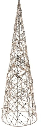 Carousel Home Medium Gold Wire Cone LED Christmas Tree | Warm White LED Pre-lit Artificial Christmas Tree with Timer - 40cm