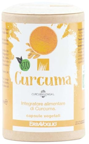 Erbavoglio Capsule di Curcuma e Pepe nero Bio - 60 capsule - Integratore alimentare biologico - Un potente mix antinfiammatorio, ideale per supportare la salute articolare e migliorare la digestione.