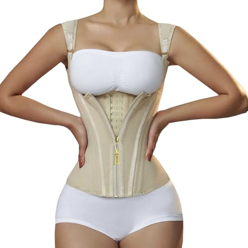Ahigh Faja Reductora Mujer Colombiana Moldeadora - Corsé Cinturón Abdomen Postquirúrgica/Postparto,Corsé con Cremallera y Cierre de Hebilla,Cintura Reloj de Arena con Soporte Lumbar y Diseño Deportivo