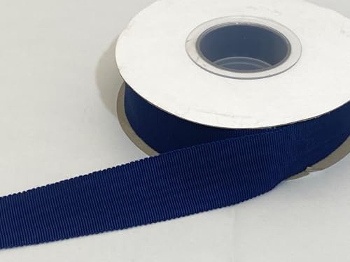 1 Full Roll Reel of 25mm x 20 metres Navy Blue Petersham Traditional Rayon Ribbed Ribbon Double Sided Corded Milliners 25 mm 2.5cm 1 1 Inch