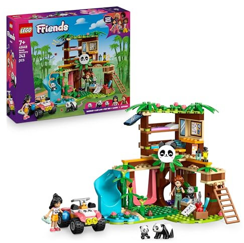 LEGO Friends Le Sanctuaire des Pandas - Jeu de Construction pour Fille ou Garçon dès 7 Ans - Cabane dans l'arbre, 4x4, 2 Mini-Poupées & 3 Figurines de Pandas - Idée Cadeau - Jeu Créatif 42648