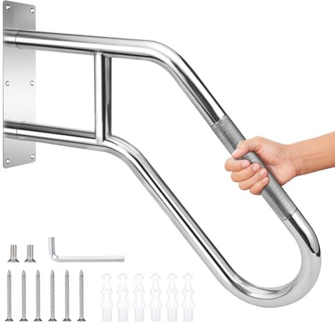 2025 Upgrade Handrails for Outdoor Steps Wall Mount Handrail, 304 Stainless Steel 1 to 3 Steps Stairs Anti-Slip Hand Rail, Deck Wall Mounted Grab Bars Suitable for Indoor, Garage, Porch, Garden