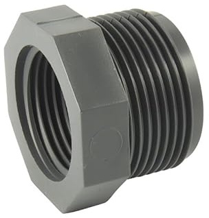 Réduction PVC pression courte, mâle 40x49 (11/2) femelle 33x42 (11/4).