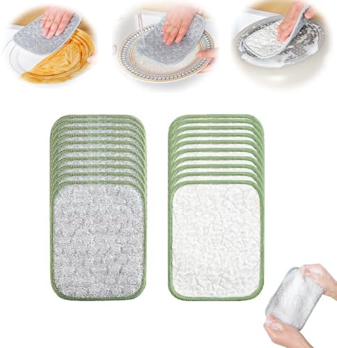 UCK-KIT Piatti A Doppia Parte Del Filo A Doppio Graffio, Tessuti A Rete A Rete Per Lavare I Piatti, Multiuso Senza Stracci Per Lavastoviglie, Stoffa in Acciaio Riutilizzabile Per Lavare I Piatti,60pcs