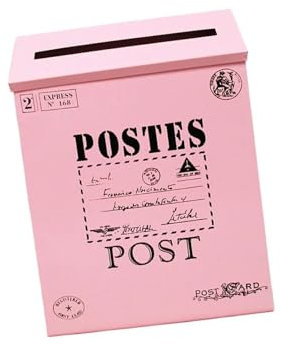 NSTVVEE Cassetta Postale da Parete, Porta giornali, Cassetta Postale, Grande capacità, Vintage, da Appendere alla Parete, per Esterni, Cortile, cancello, per ricevere la Posta (Rosa)