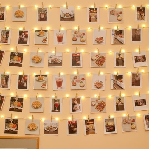12M Guirlande Photo, 120 LEDs Guirlande Lumineuse Photo Avec 60 Clips Transparents pour Accroche Photo, Decoration Chambre, Noël, Fête, Mariage