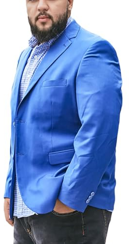 LIEROLYE Giacca Estiva Da Uomo Per Taglie Forti E Alte, Cappotto Da Matrimonio Monopetto A 2 Bottoni, Giacca Da Abito Formale Da Lavoro(Royal Blue,5X-Large)