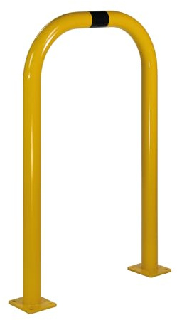Barra de Protección Metálica de Acero Amarillo con Franjas Negras | Barreras de Seguridad Industrial para Almacenes, Parkings y Garajes | Alta Visibilidad, Fijación Estable y Diseño en U (1220x820mm)