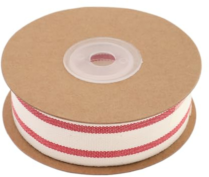 FIXOSHEE Nastro di Cotone Rosso a Righe 25 CM X 10 Iarde Nastro Bifacciale per Decorazioni di San Matrimoni e Confezioni Regalo Fai da Te per Artigianato e Abbellimenti Tessili