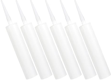 Lurrose Tubos de Calafateo Plásticos Transparentes 6 Unidades para Aplicación de Sellador en Tanques y Fregaderos, Reutilizables y Lavables
