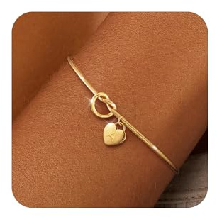 ZOERAY Bracciale Donna Argento 925 Oro con Nodo d'Amore 18K Dorato Bracciale per Amicizia Coppia con Lettere Pendente Cuore Bracciali Personalizzato Braccialetto Bambina Ragazza Gioielli Regalo