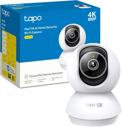 Tapo C250 4K Überwachungskamera Innen 360°, Lokale KI-Erkennung & Bewegungsverfolgung mit Zoom, IR-Nachtsicht, Privatsphäre-Sperrzone, Micro-SD oder Cloud Speicher, Haustier & Babyphone mit Kamera