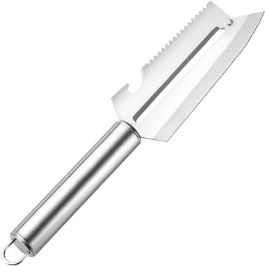 Pelaverdure multifunzionale in acciaio inox e squamatore di pesce, coltello affilato durevole ergonomico con manico antiscivolo, gadget da cucina per uso domestico per sbucciare frutta, verdura e