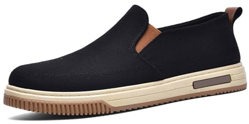 Zapatos casuales para hombre, talla grande, con estribo de pie, antideslizantes, suela suave, zapatillas ligeras para el día a día, viajes, Negro , 45 EU