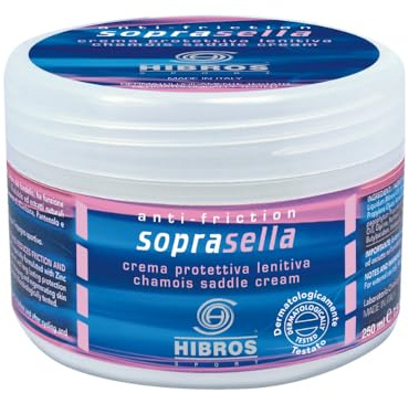 Hibros Crema Soprasella Lenitiva Idratante Protettiva Anti Sfregamento - Fondello Ciclismo Sottosella - Bici Corsa Sport Uso Sportivo Running 250 ml