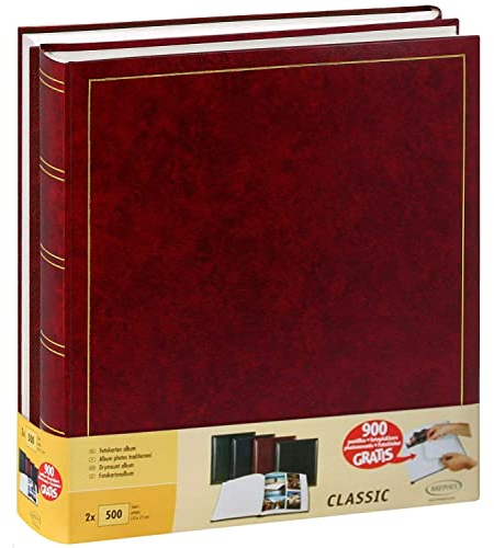 Lot de 2 albums traditionnels jumbo 100 pages pour 500 photos 10x15 - Rouge