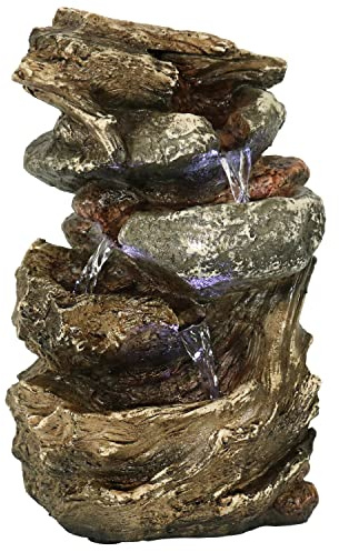 Sunnydaze Tabletop Water Fountain - 10.5 Inch Relaxing Desktop Water Fountain with LED Lights - Office, Bedroom, Living Room