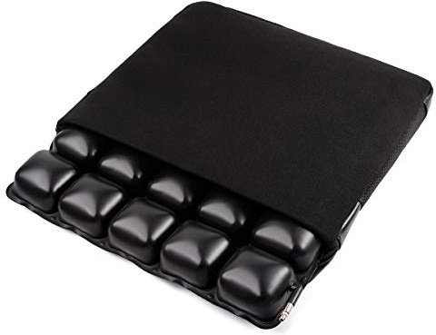 Auzkong Cuscino Gonfiabile Della Sedia dell'Aria, Cuscino del Sedile Aria per Sedia da Ufficio, Sedia a Rotelle, Auto, Vita Domestica e Supporto per il Mal di Schiena 45.7 x 40.6 cm Nero