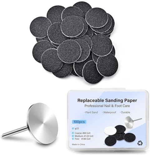 100pcs Feet Grinder Sandpaper Sanding Disc Pedicure Tool Replaceable Sanding Discs Sandpaper for Hard Dead Skin Cracked Heel Cracked Heels Dead Skin (HJ-NF037-120#)